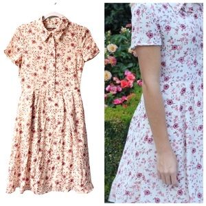 WAYF Floral Print Button Collared Knee Length Pocket Dress Vintage